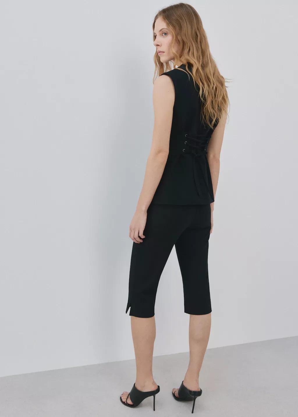 Black Suit Waistcoat With Buttons, Black, large image number 4