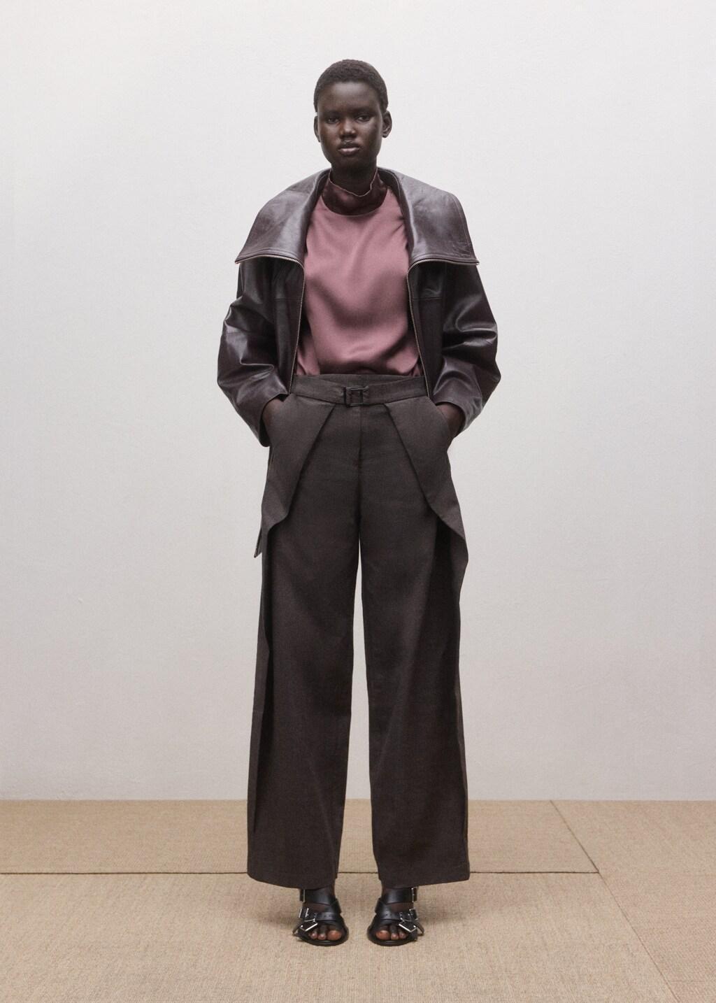 Burgundy Satin Silk Blouse, Dark Red, large image number 0