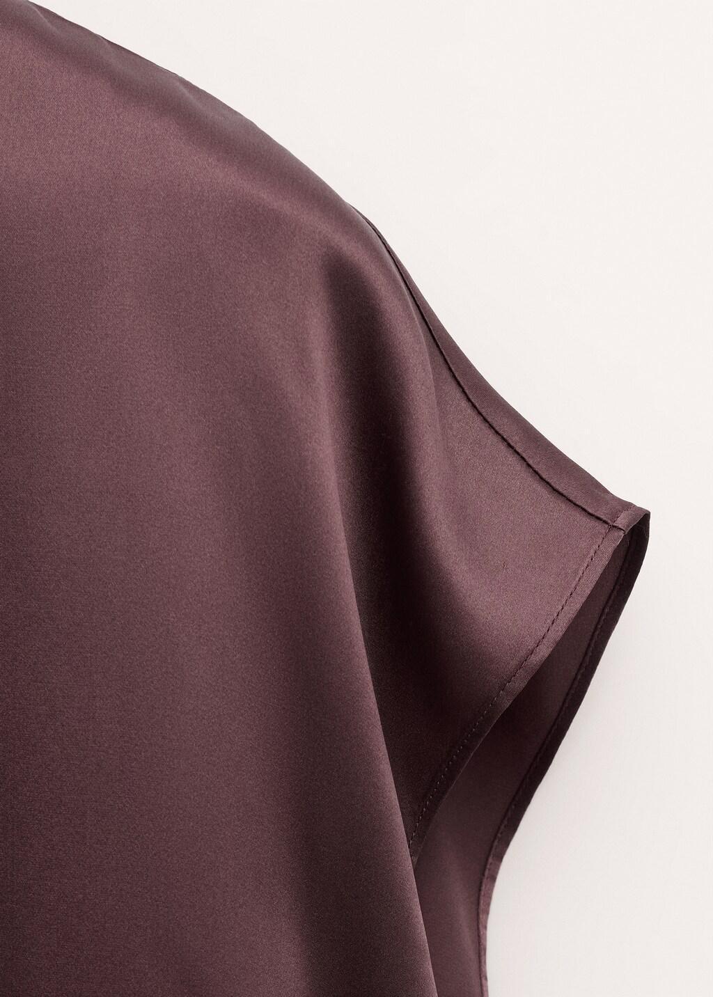 Burgundy Satin Silk Blouse, Dark Red, large image number 1