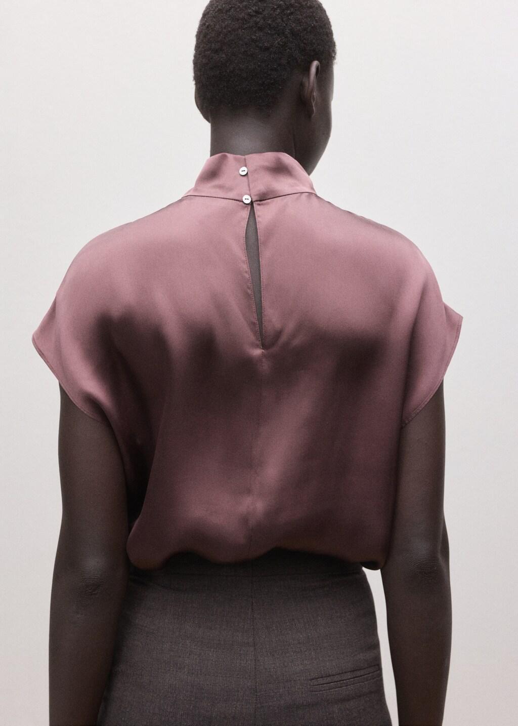 Burgundy Satin Silk Blouse, Dark Red, large image number 2