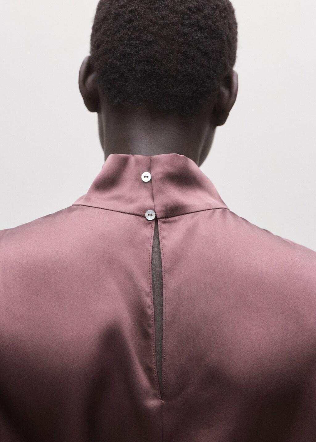 Burgundy Satin Silk Blouse, Dark Red, large image number 5