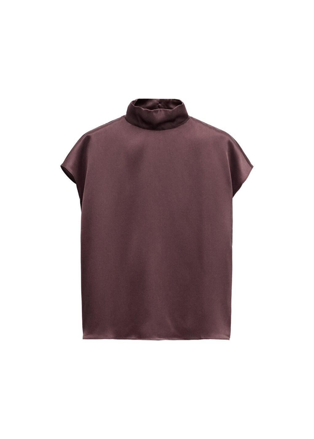 Burgundy Satin Silk Blouse, Dark Red, large image number 6