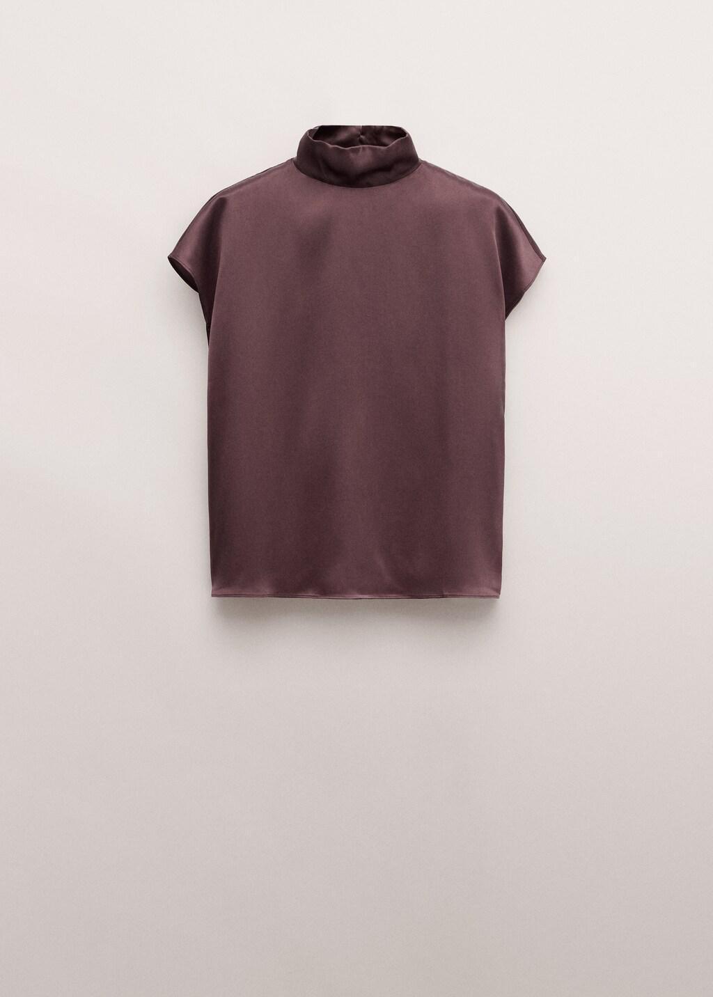 Burgundy Satin Silk Blouse, Dark Red, large image number 7