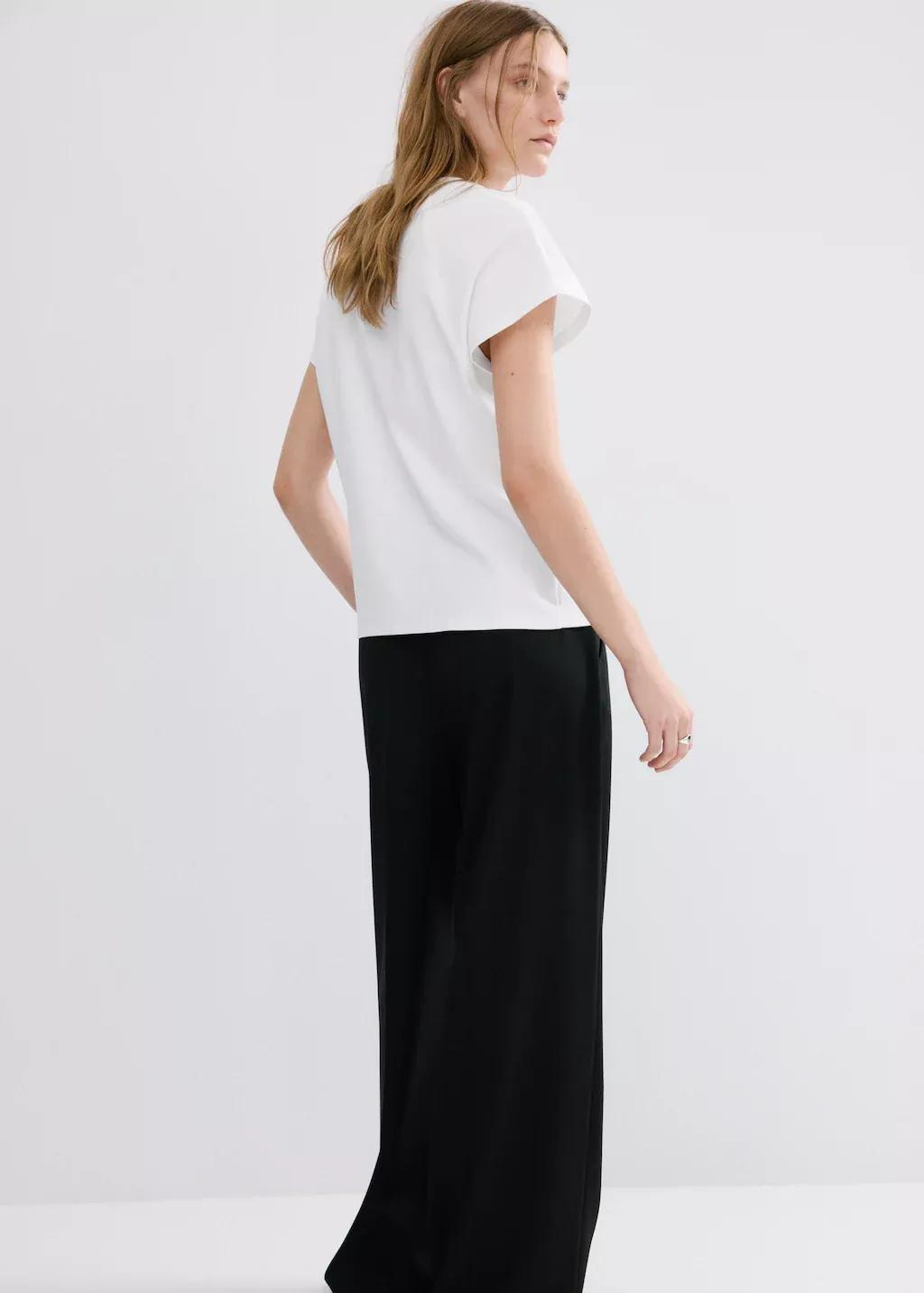 White Short-Sleeved Cotton T-Shirt, White, medium