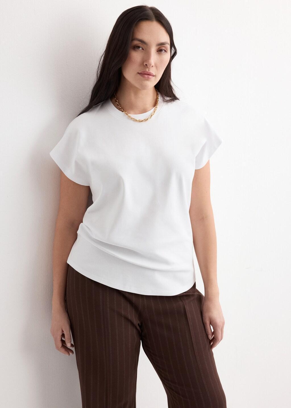 White Short-Sleeved Cotton T-Shirt, White, large image number 6