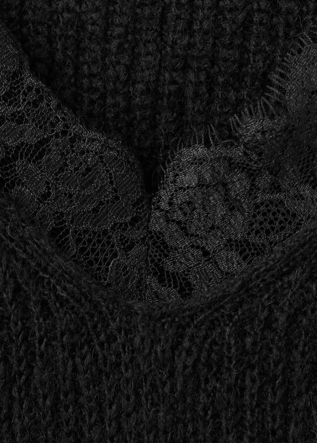 Black Lace Knit Sweater, 0201_99, medium
