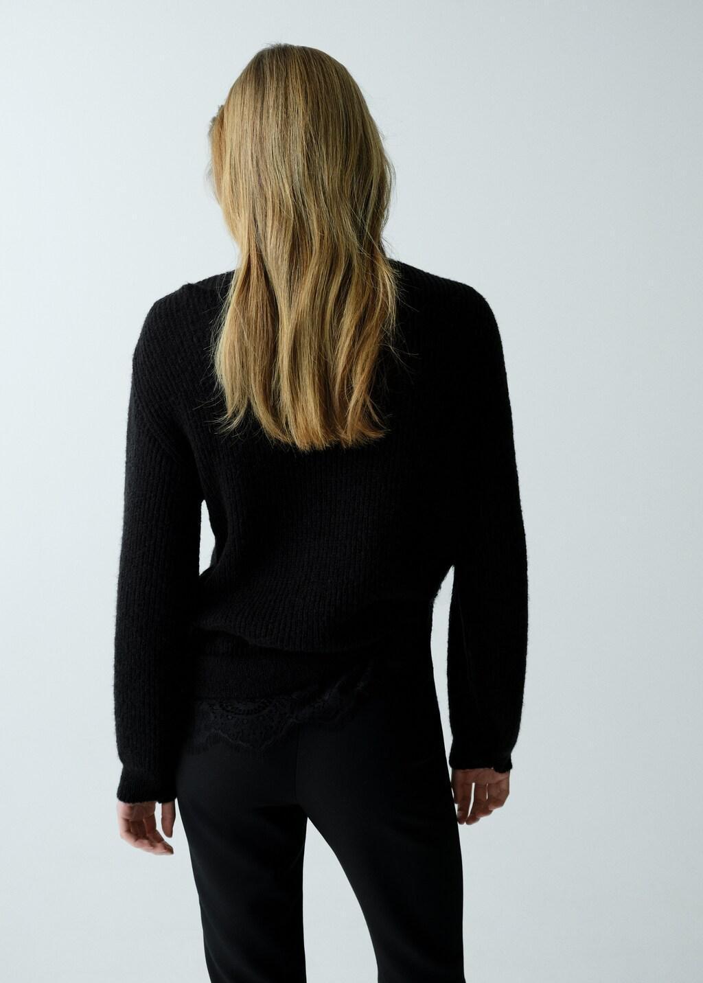 Black Lace Knit Sweater, 0201_99, large image number 2