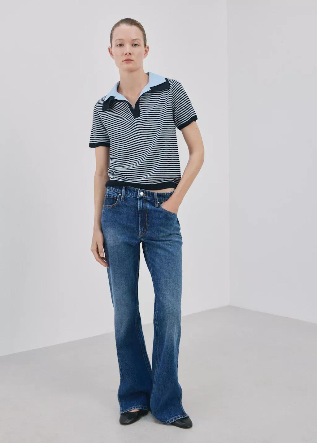 Navy Knitted Jumper With Combined Collar, Navy, large image number 0