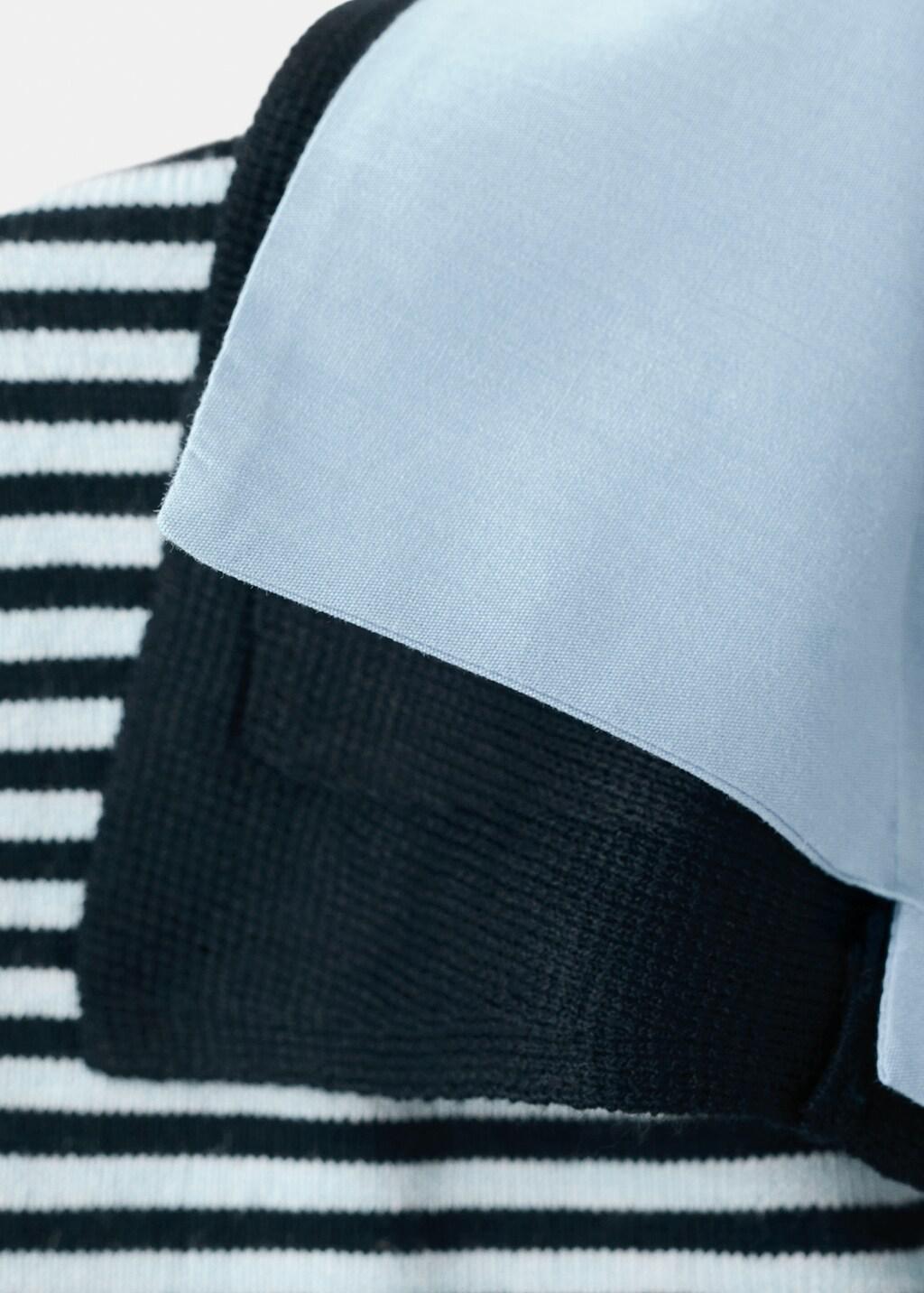 Navy Knitted Jumper With Combined Collar, Navy, large image number 1