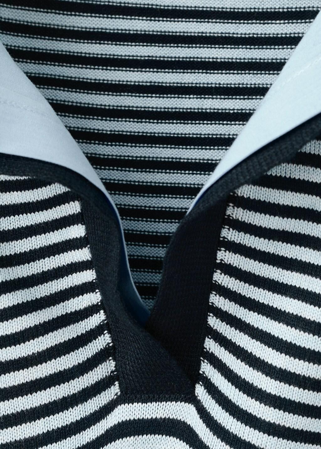 Navy Knitted Jumper With Combined Collar, Navy, large image number 5