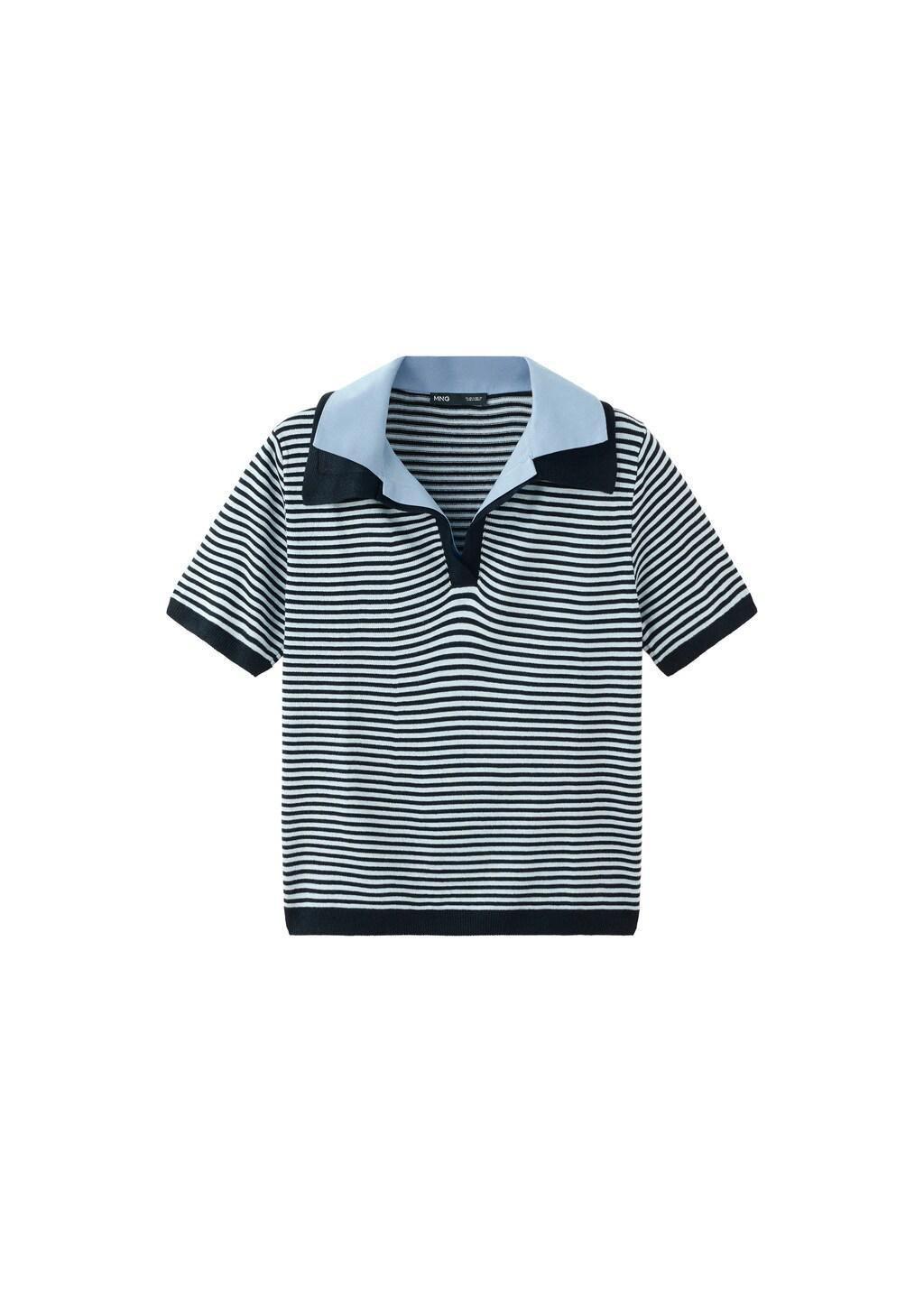 Navy Knitted Jumper With Combined Collar, Navy, large image number 6