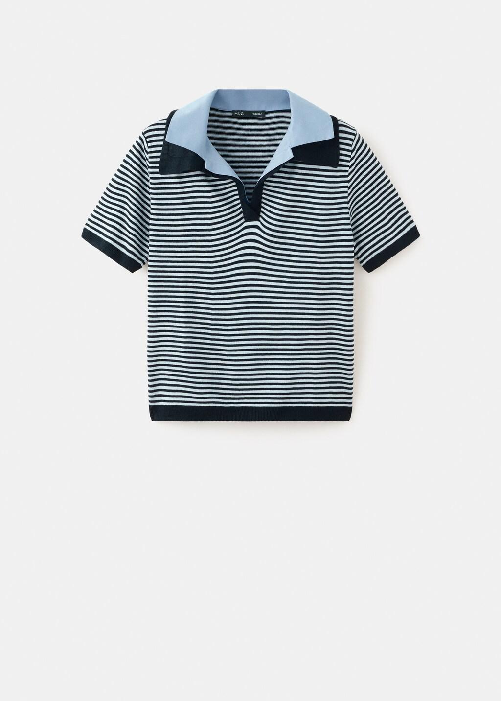 Navy Knitted Jumper With Combined Collar, Navy, large image number 7