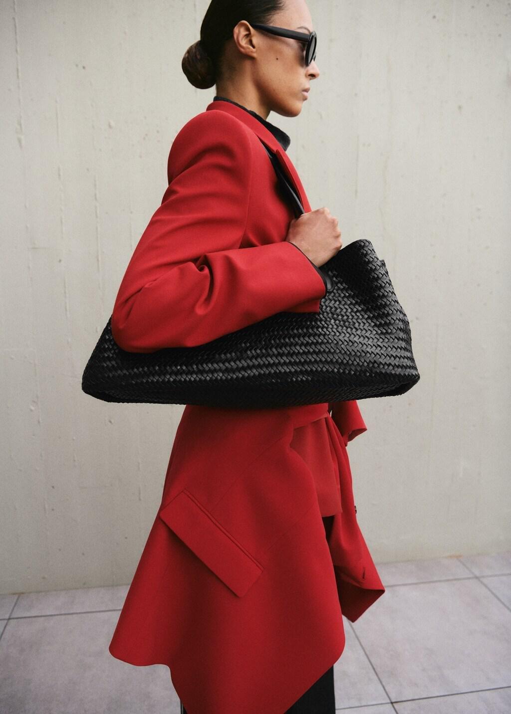 Red Fitted Double-Breasted Blazer, Red, large image number 4