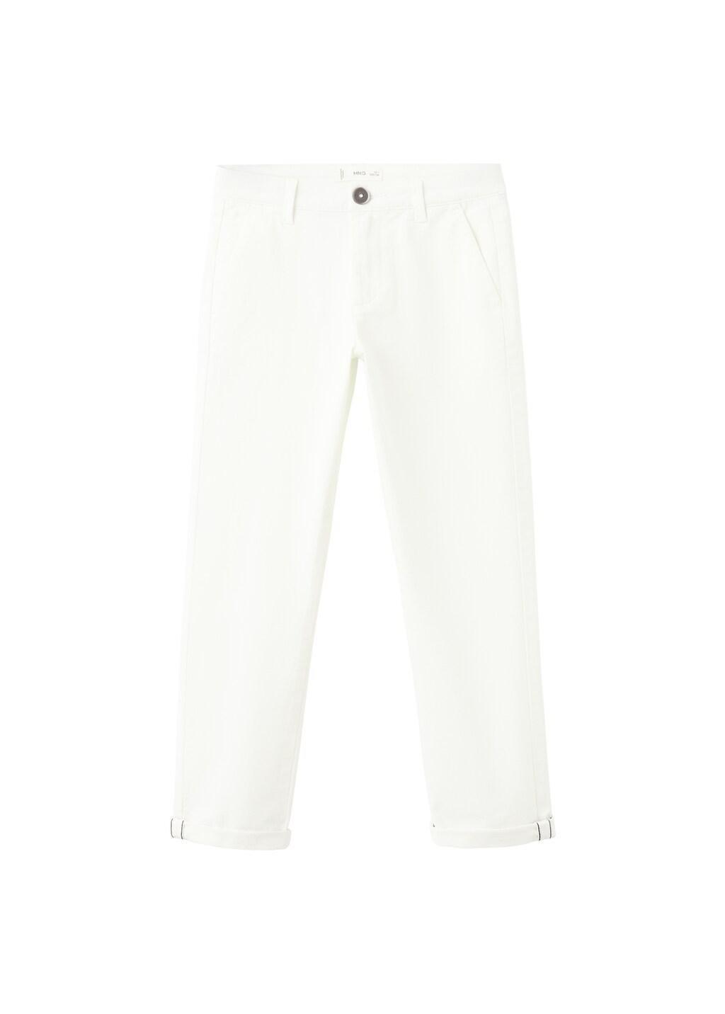 WHITE Chino trousers with turn-up hem, Kids Boy, White, large image number 3