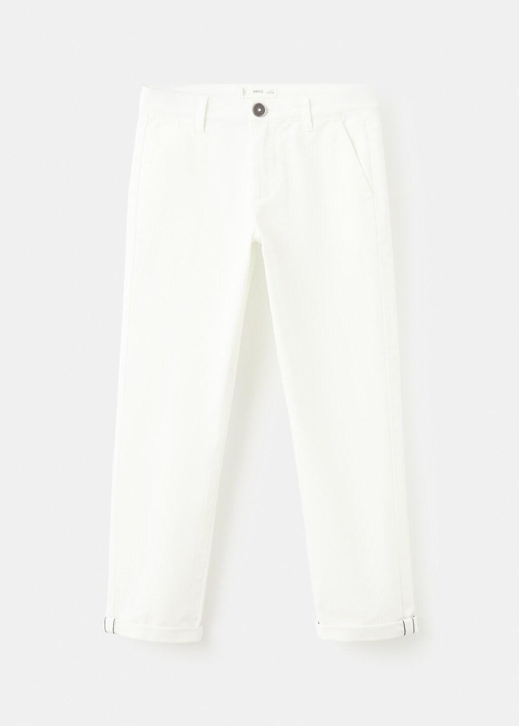 WHITE Chino trousers with turn-up hem, Kids Boy, White, large image number 4