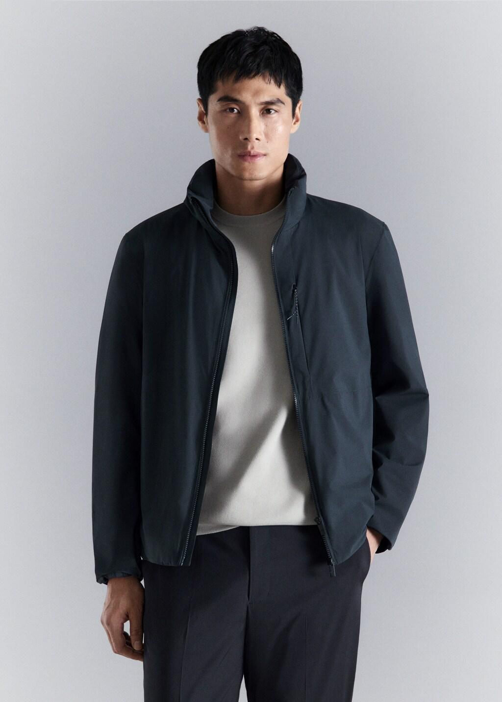 Green Packable Water-Repellent Jacket With Thermore Technology, Navy, large image number 3