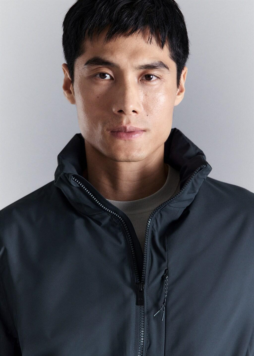 Green Packable Water-Repellent Jacket With Thermore Technology, Navy, large image number 4