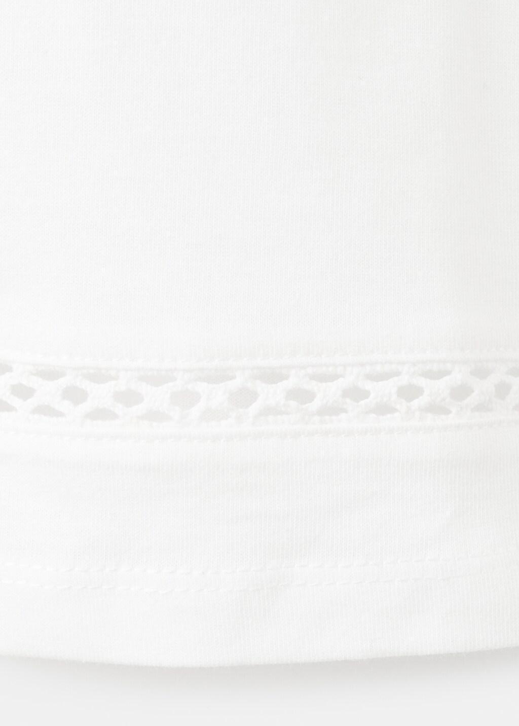 White Openwork Details T-Shirt, Kids Girls, Natural White, large image number 5