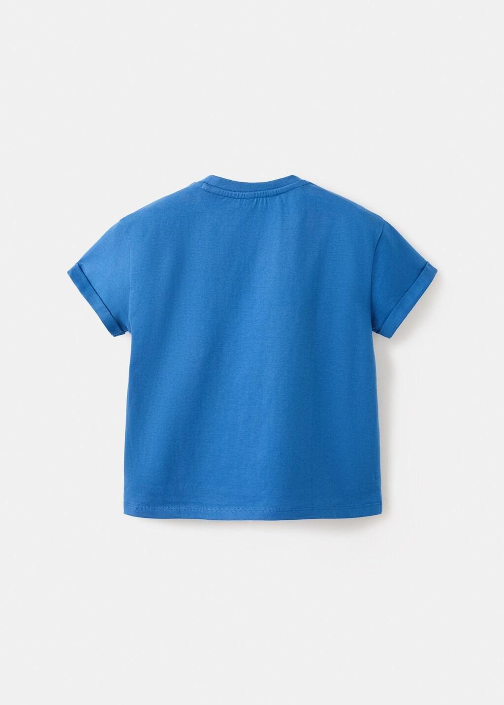 Blue Openwork Details T-Shirt, Kids Girls, Bright Blue, large image number 1