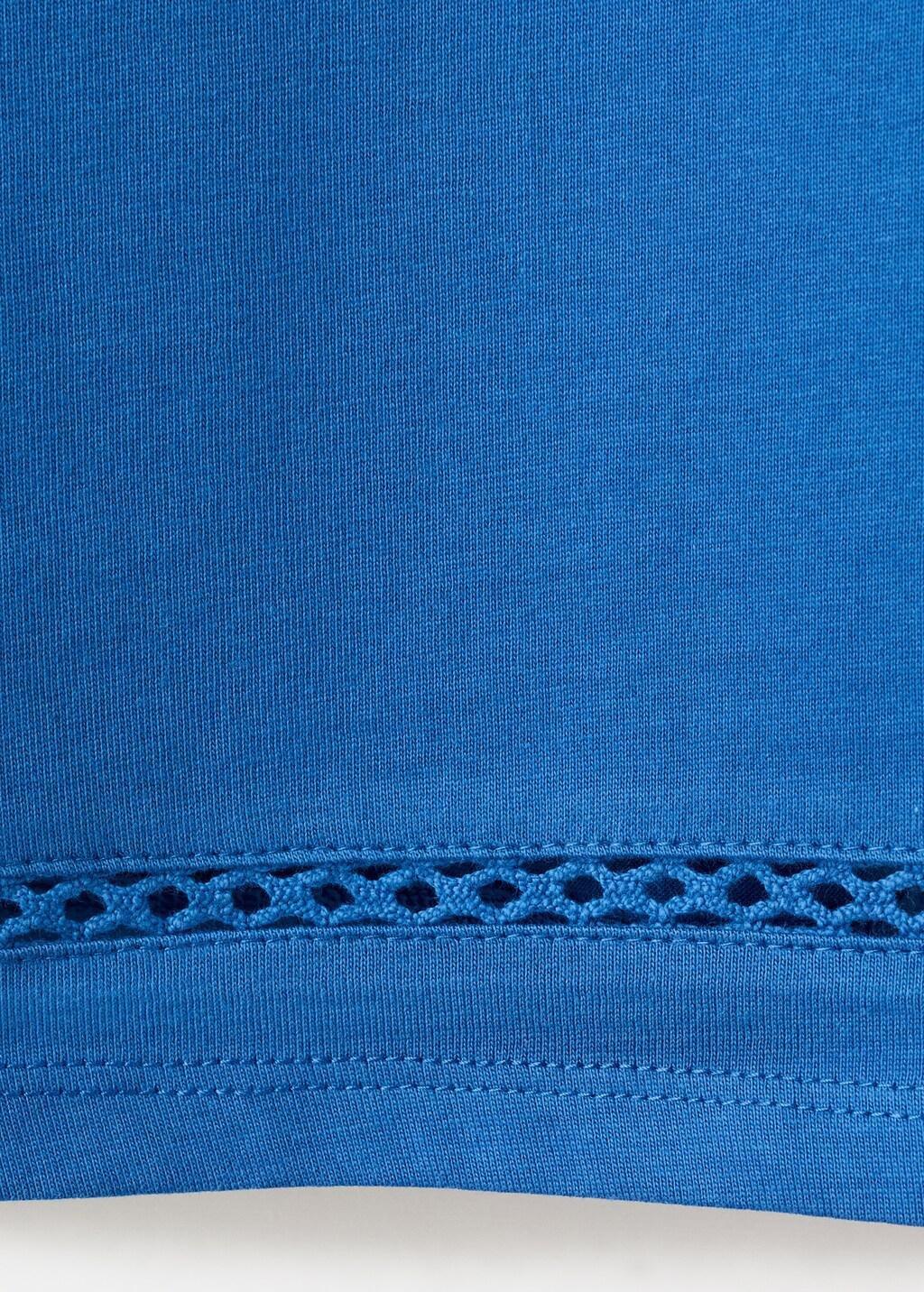 Blue Openwork Details T-Shirt, Kids Girls, Bright Blue, large image number 2