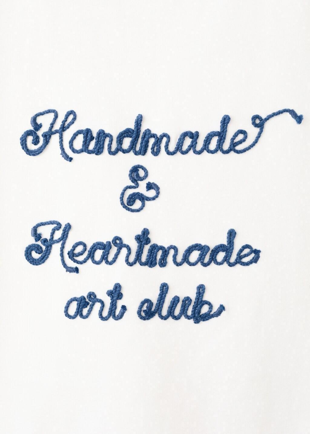 White Embossed Text T-Shirt, Kids Girls, Natural White, large image number 0