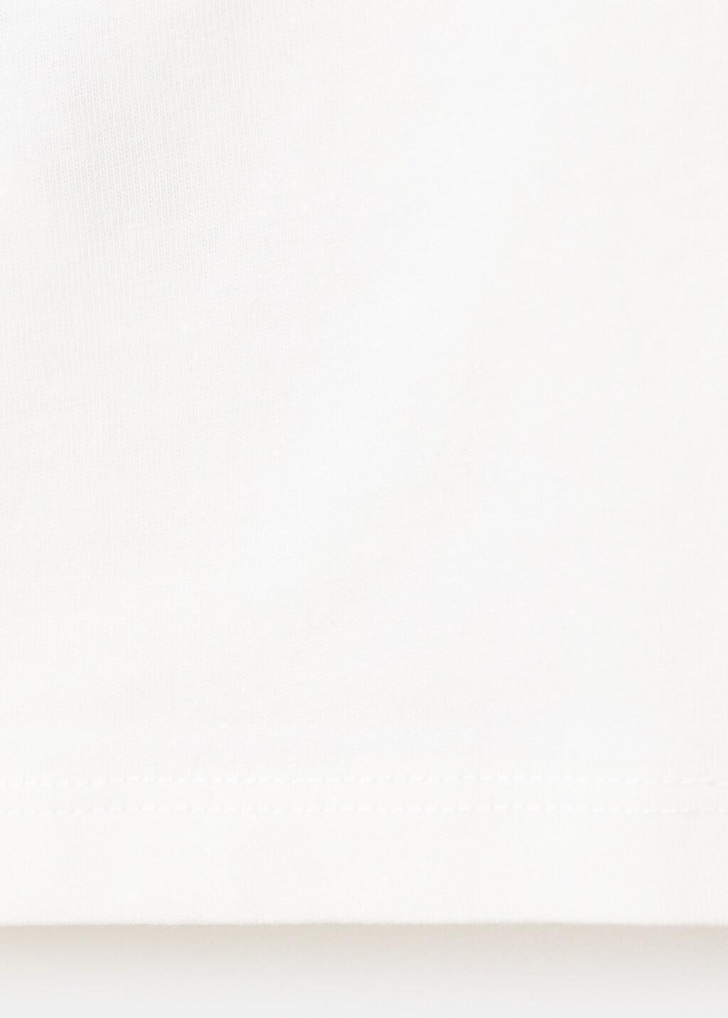 White Embossed Text T-Shirt, Kids Girls, Natural White, medium