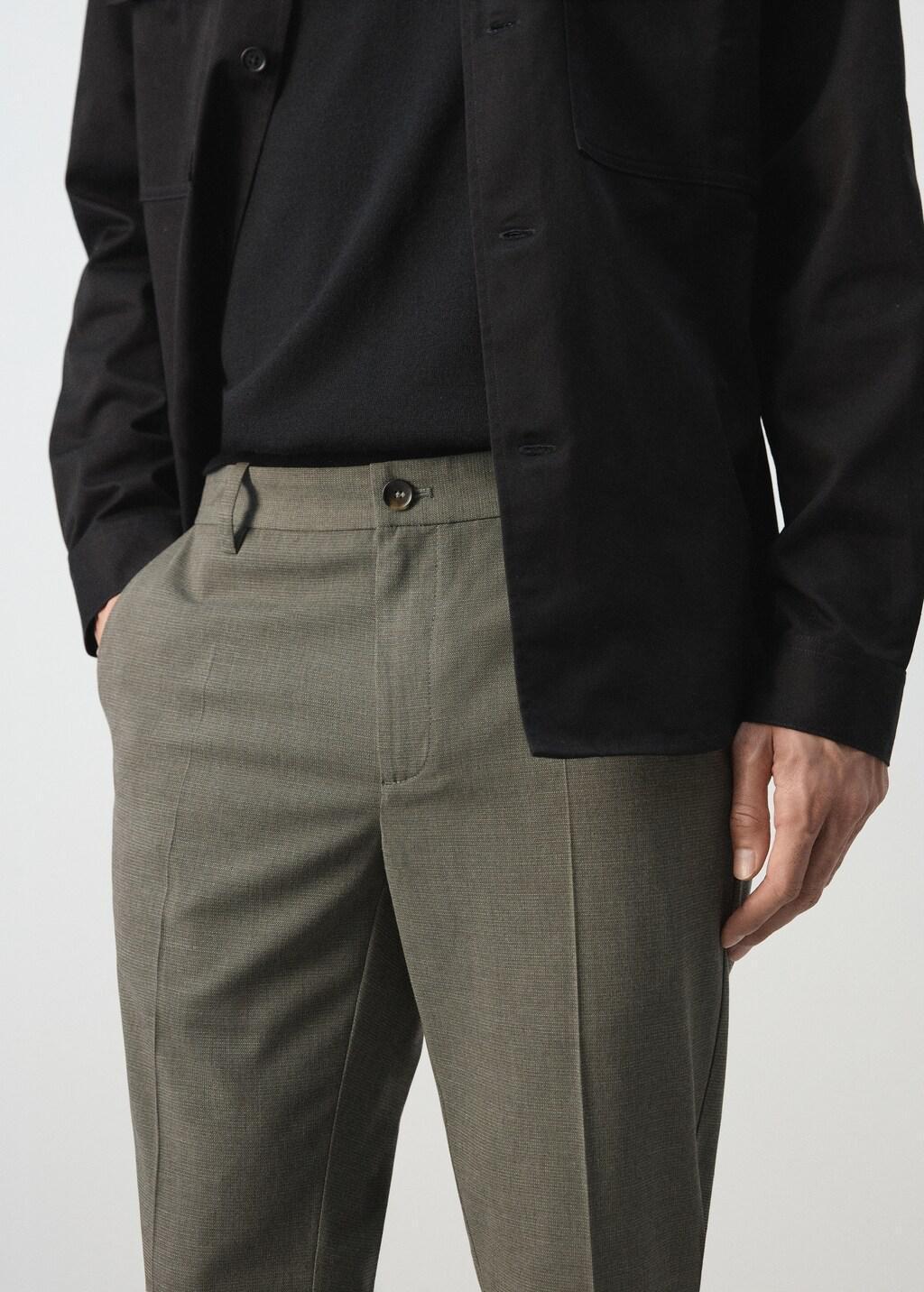 Green Cropped Slim Fit Trousers, Dark Green, large image number 4