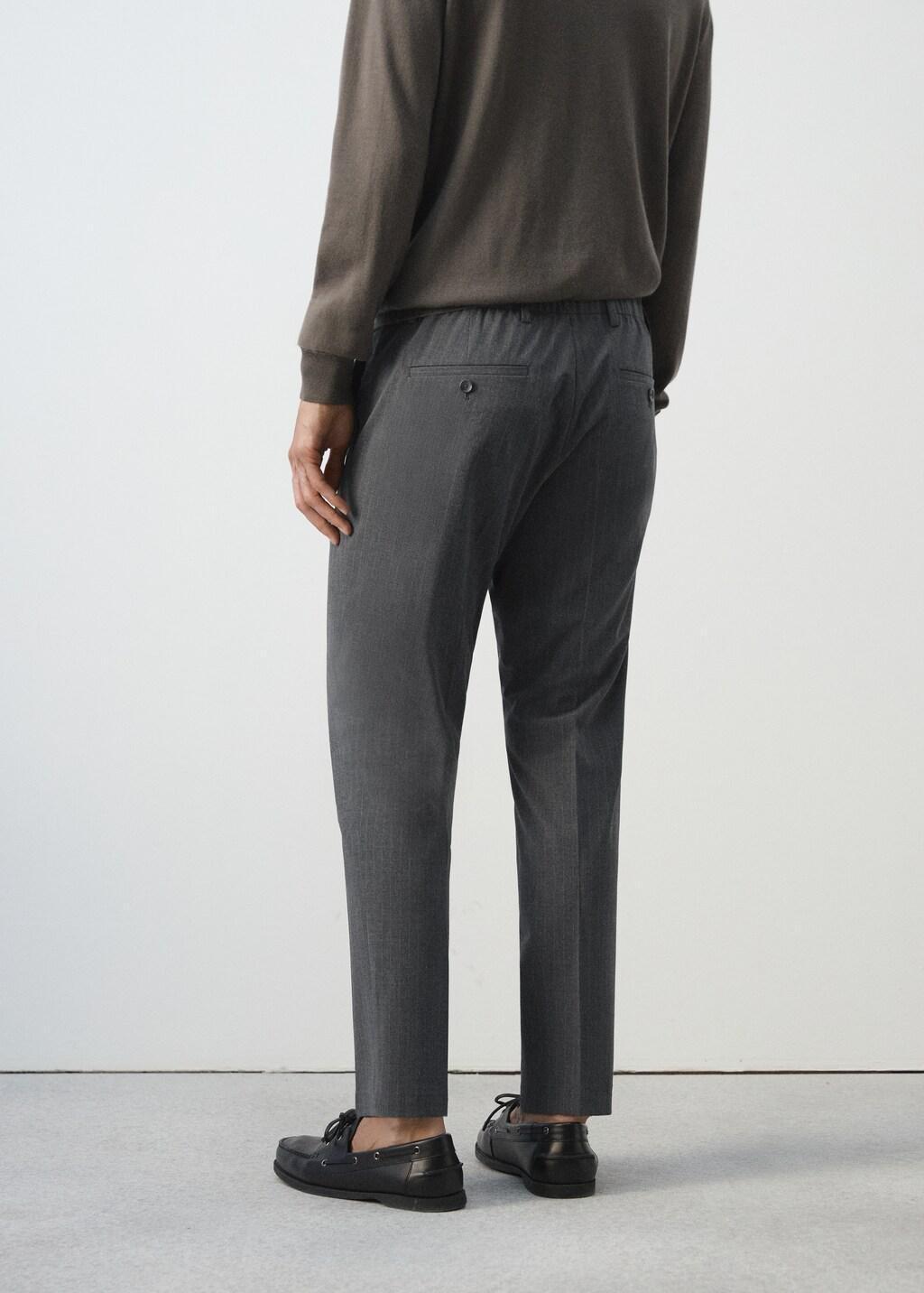 Grey Cropped Slim Fit Trousers, Grey, large image number 2