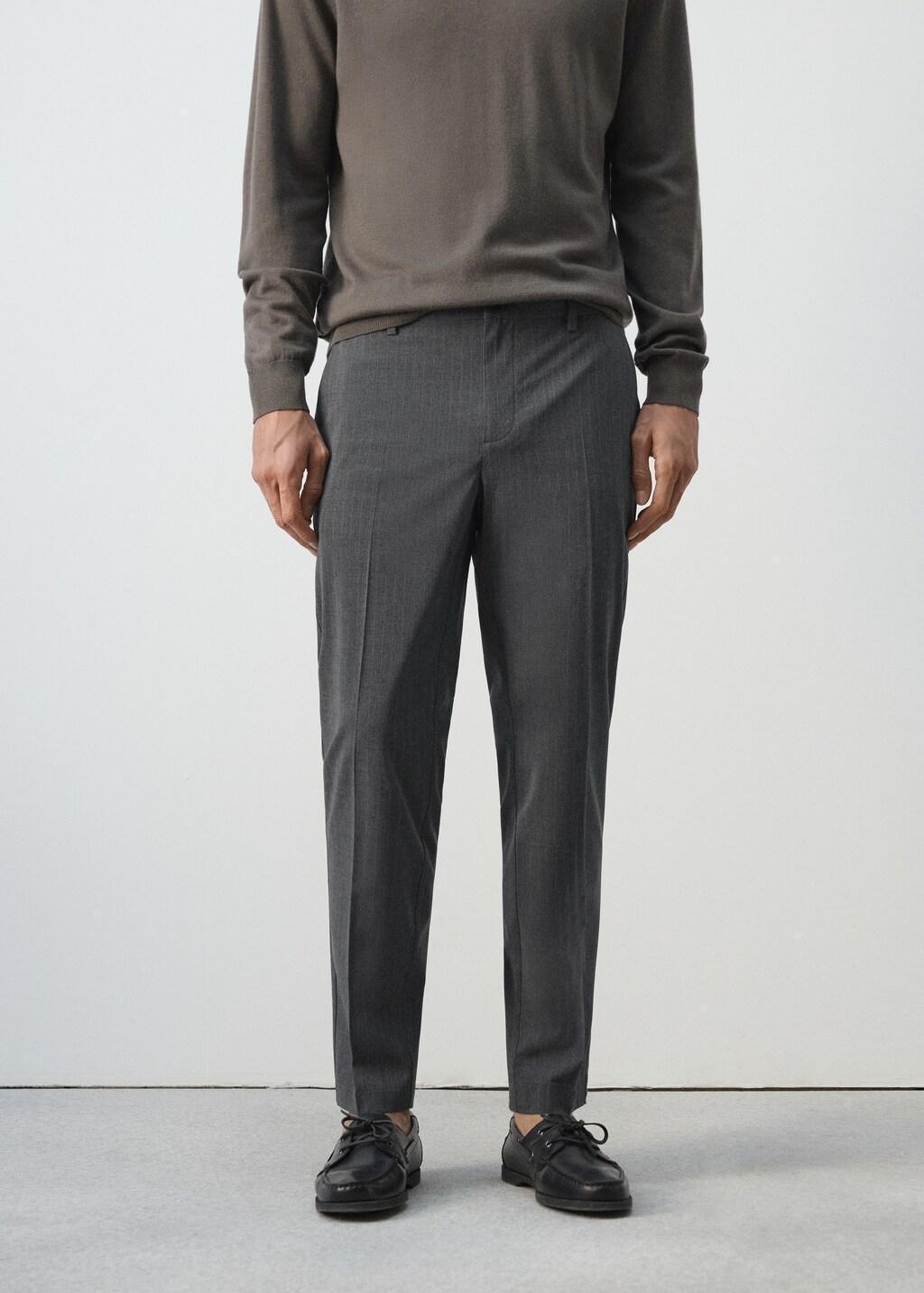 Grey Cropped Slim Fit Trousers, Grey, large image number 3