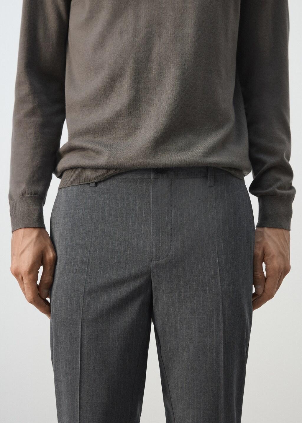 Grey Cropped Slim Fit Trousers, Grey, large image number 4