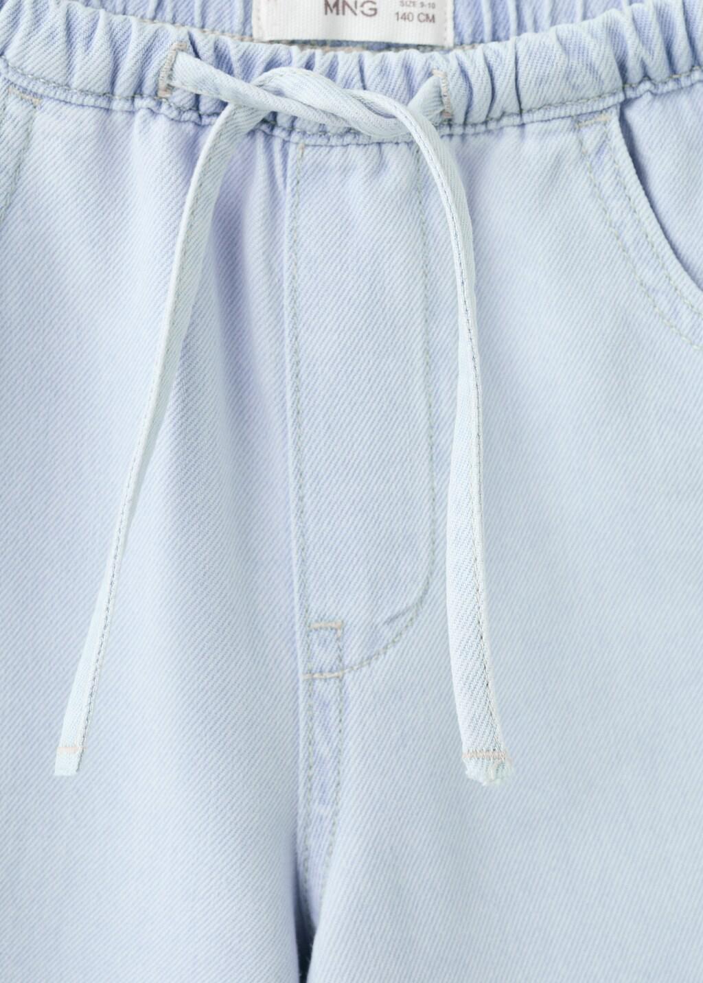 Blue Wide-Leg Jeans With Seam Detail, Kids Girl, Open Blue, large image number 1