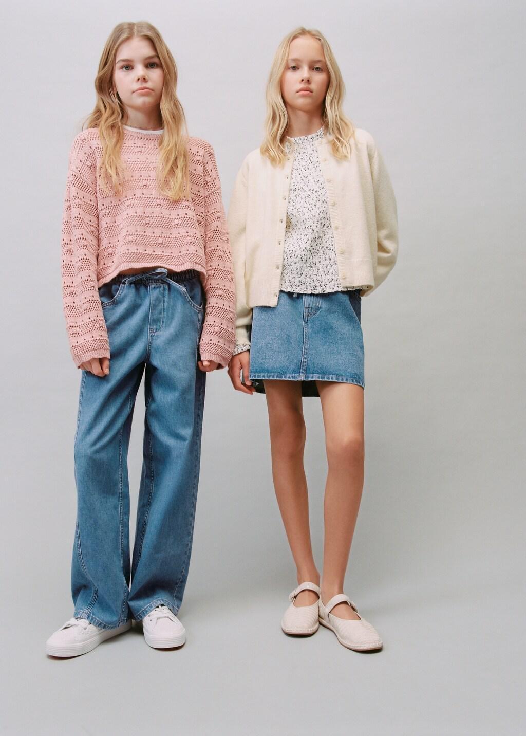 OPEN BLUE Wide-leg jeans with seam detail, Kids Girl, Open Blue, large image number 4