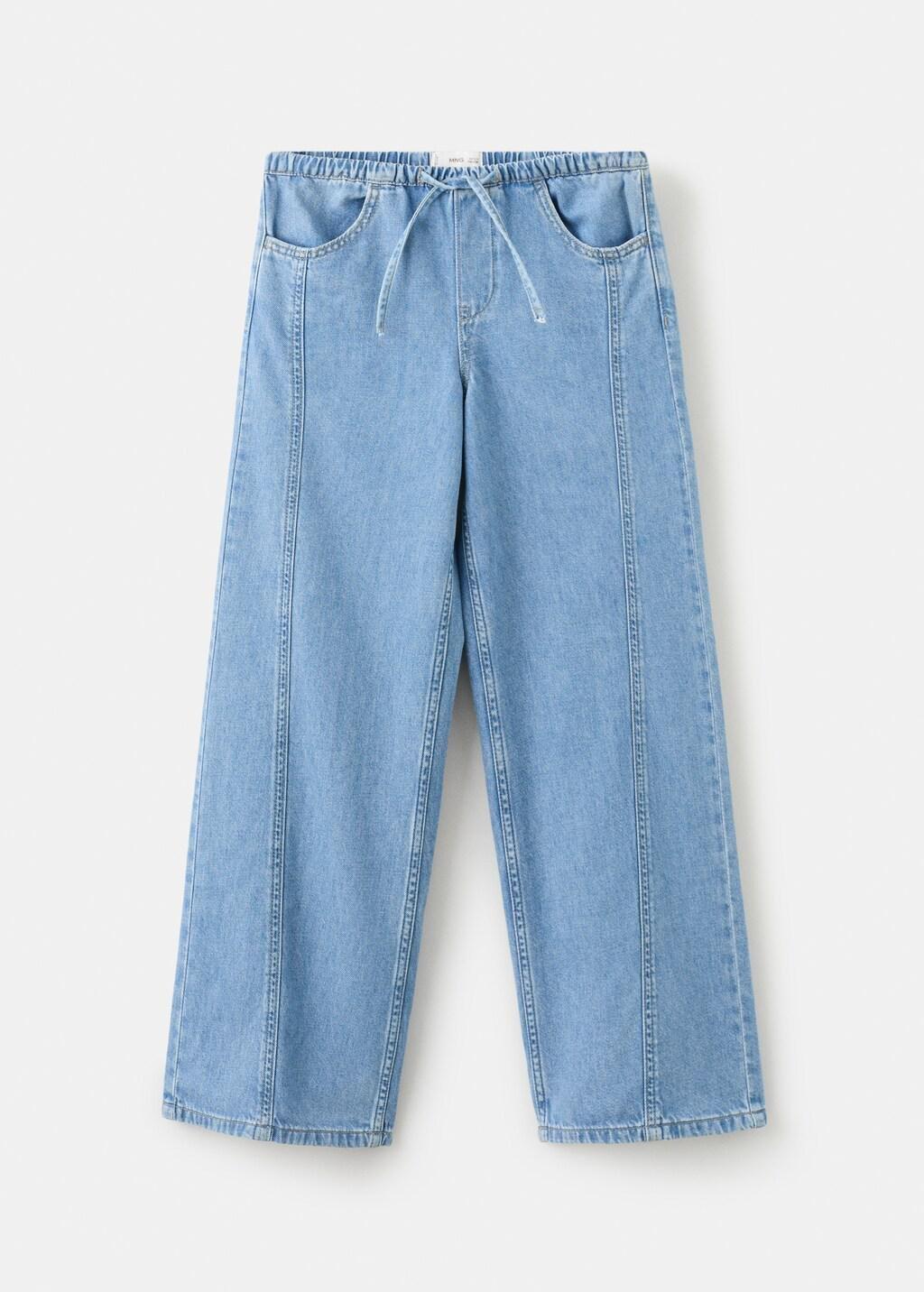 OPEN BLUE Wide-leg jeans with seam detail, Kids Girl, Open Blue, large image number 6