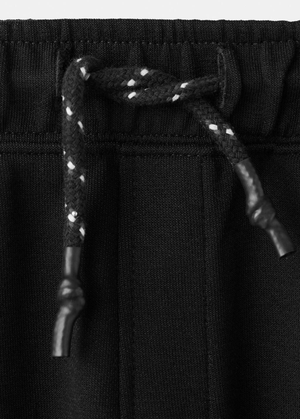 Black Cotton Drawstring Joggers, Kids Boy, Black, large image number 2