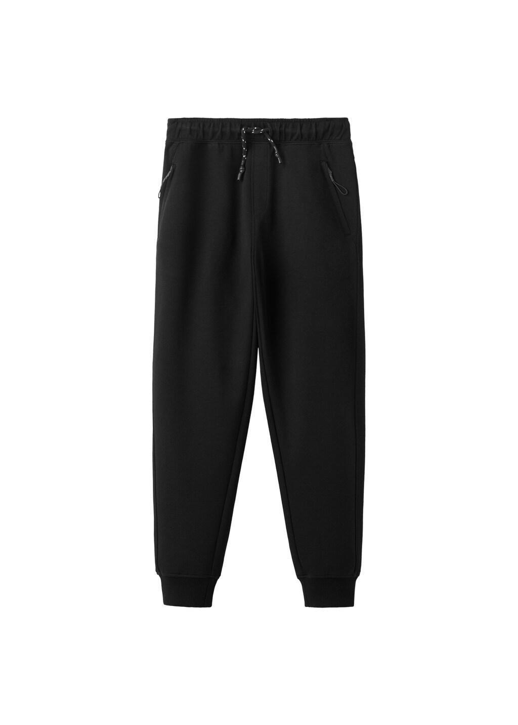 Black Cotton Drawstring Joggers, Kids Boy, Black, large image number 3