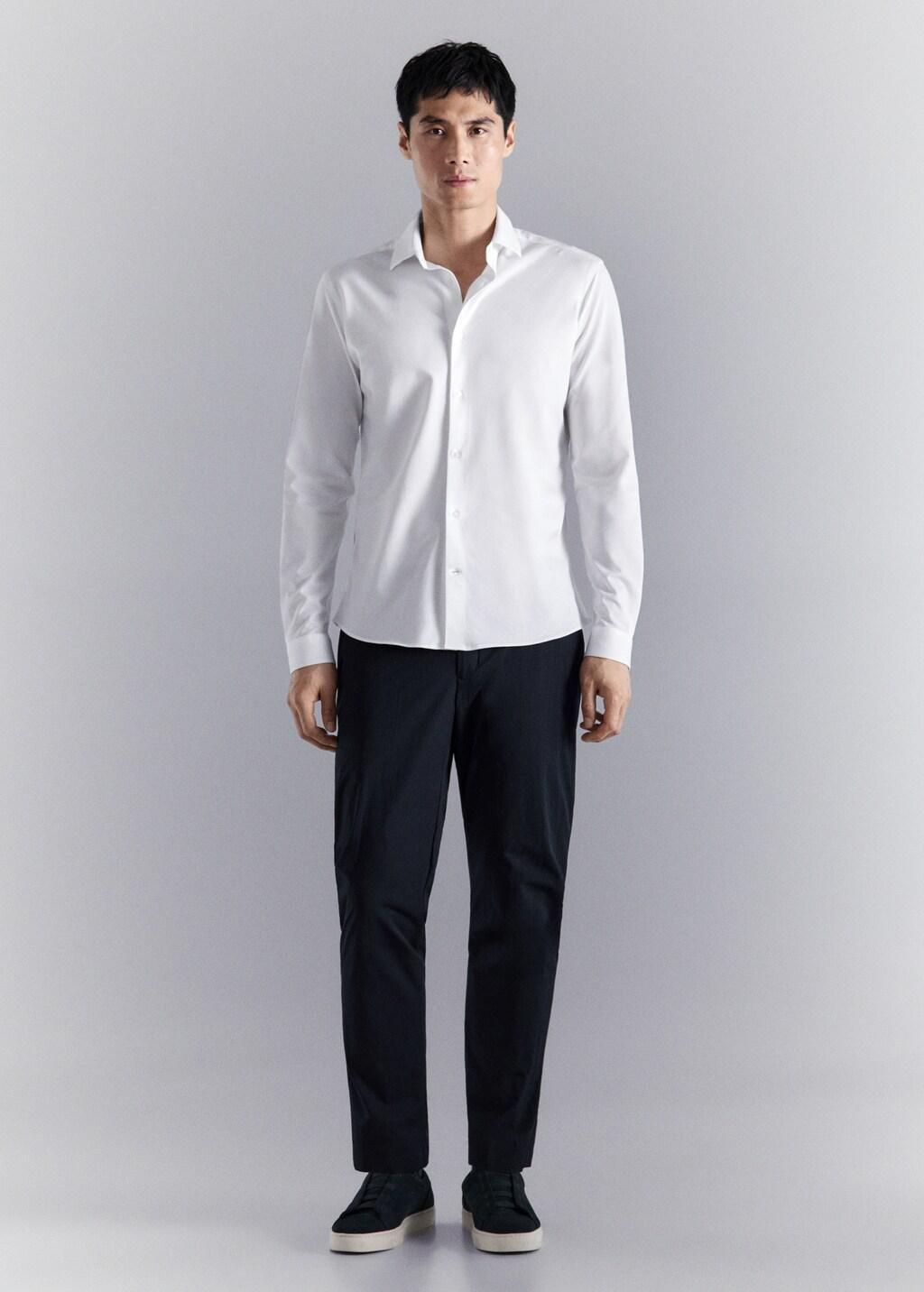 White Comfort Stretch Non-Iron Shirt, White, large image number 0