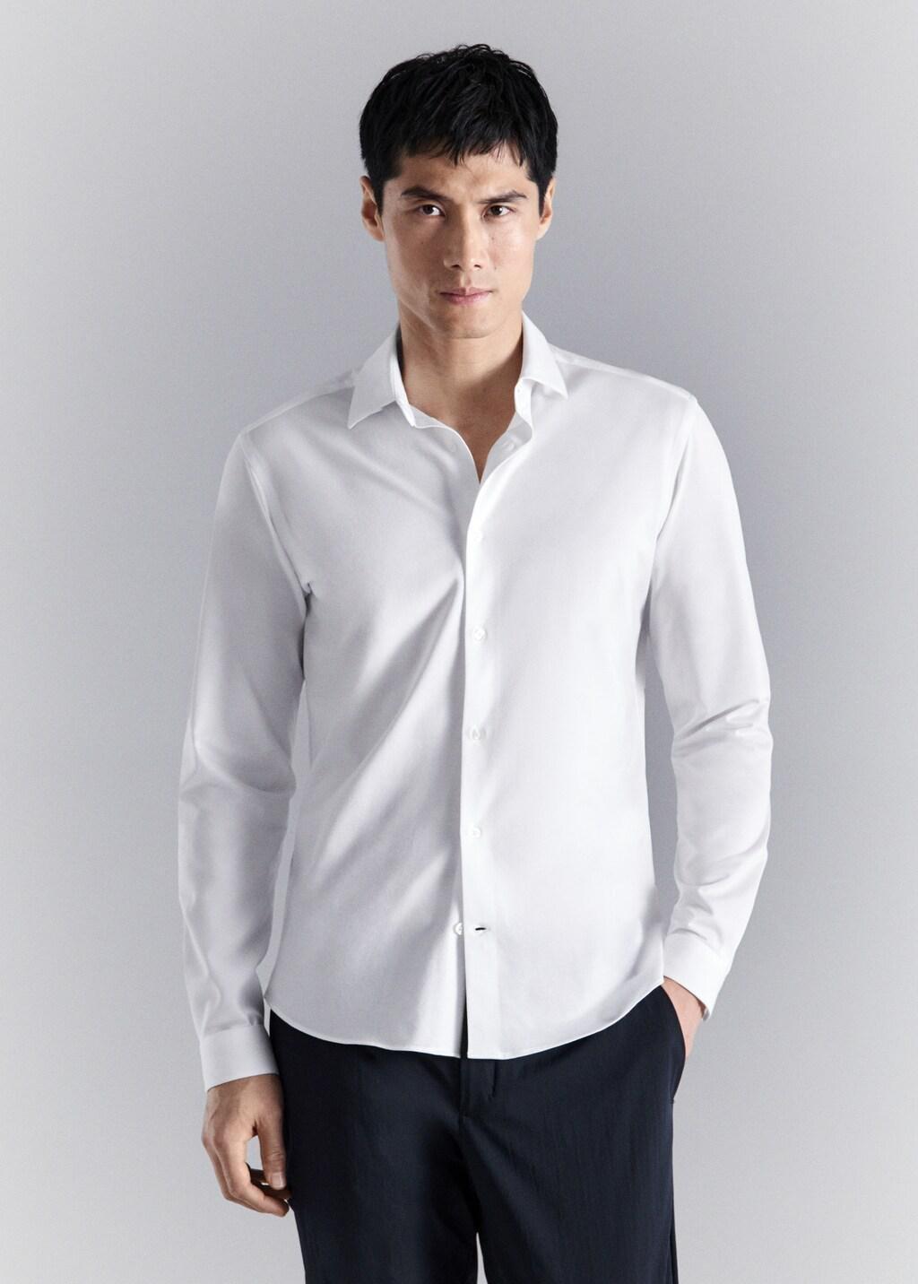 White Comfort Stretch Non-Iron Shirt, White, large image number 3