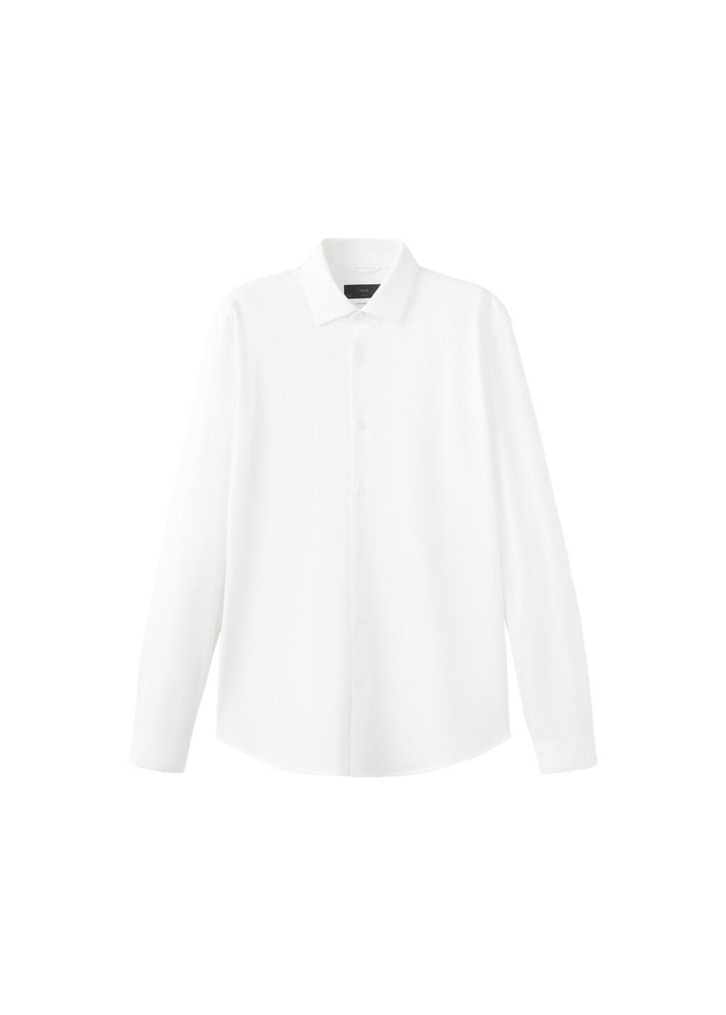 White Comfort Stretch Non-Iron Shirt, White, large image number 6