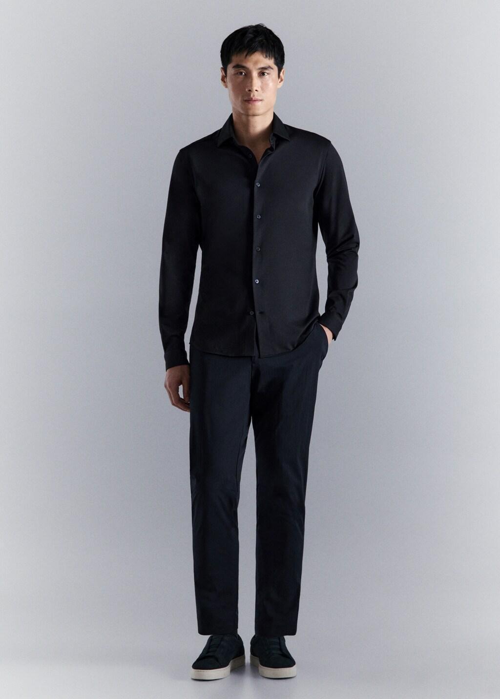 Navy Comfort Stretch Non-Iron Shirt, Navy, large image number 0