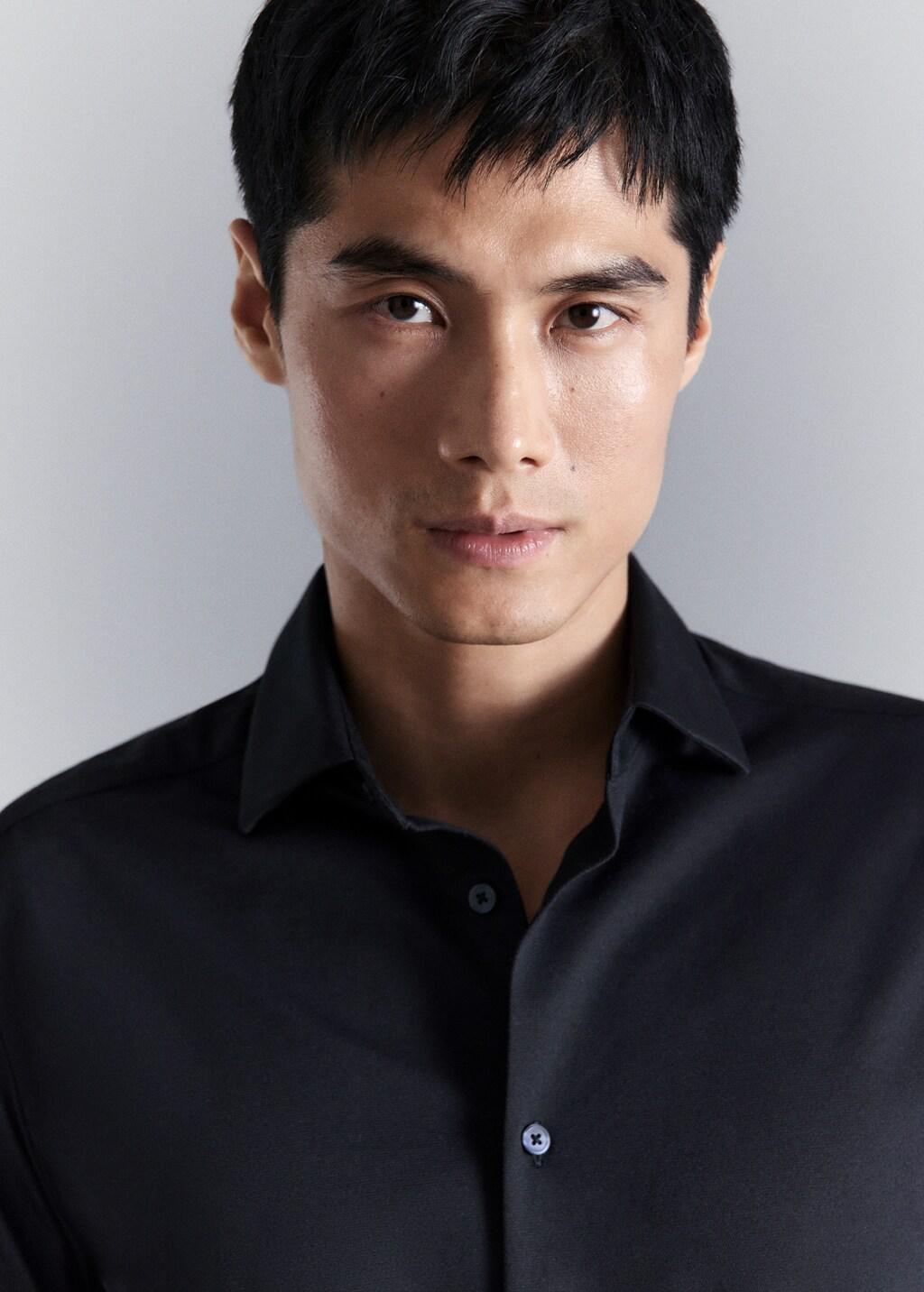 Navy Comfort Stretch Non-Iron Shirt, Navy, large image number 4