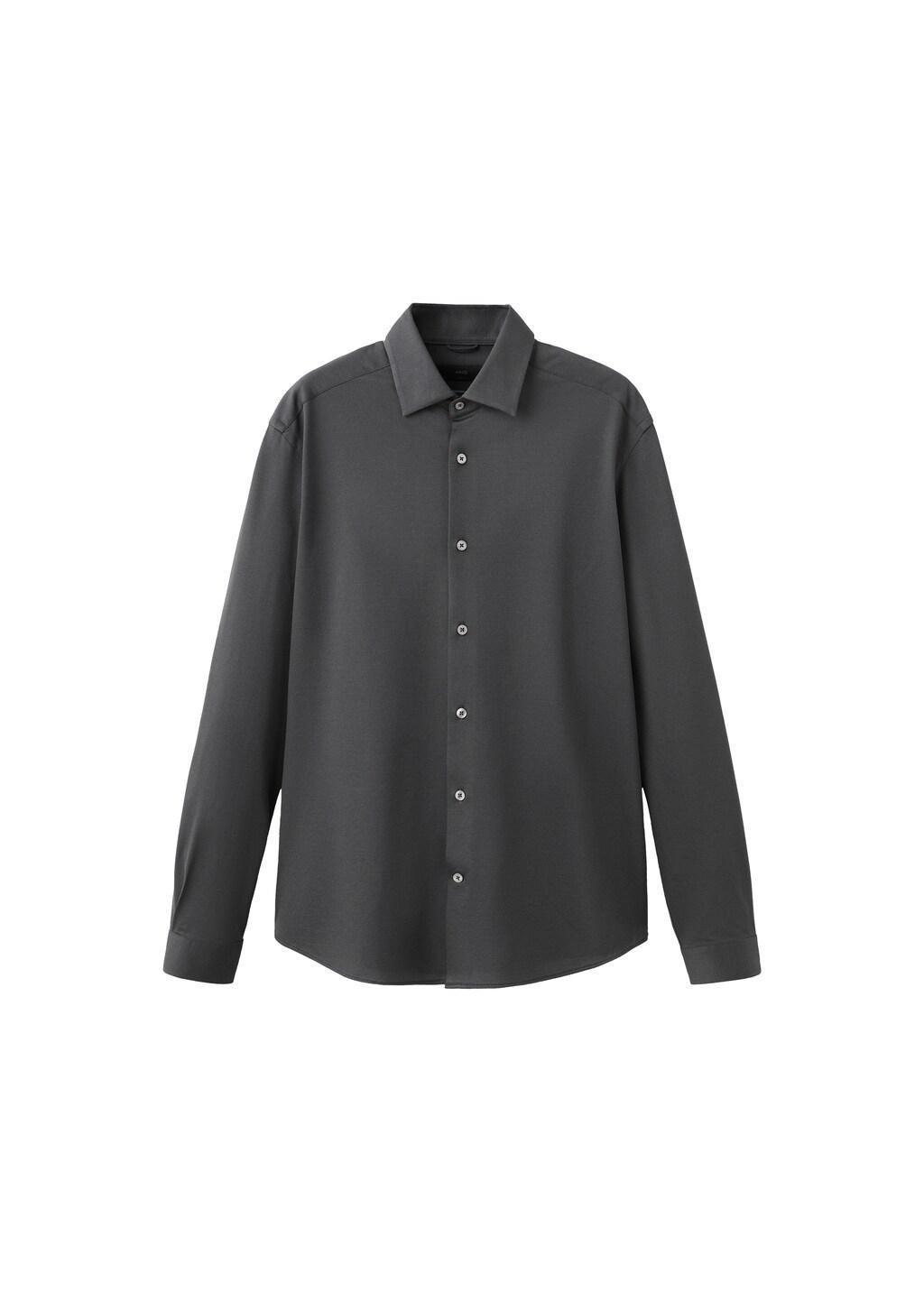 Grey Comfort Stretch Non-Iron Shirt, Charcoal, large image number 6
