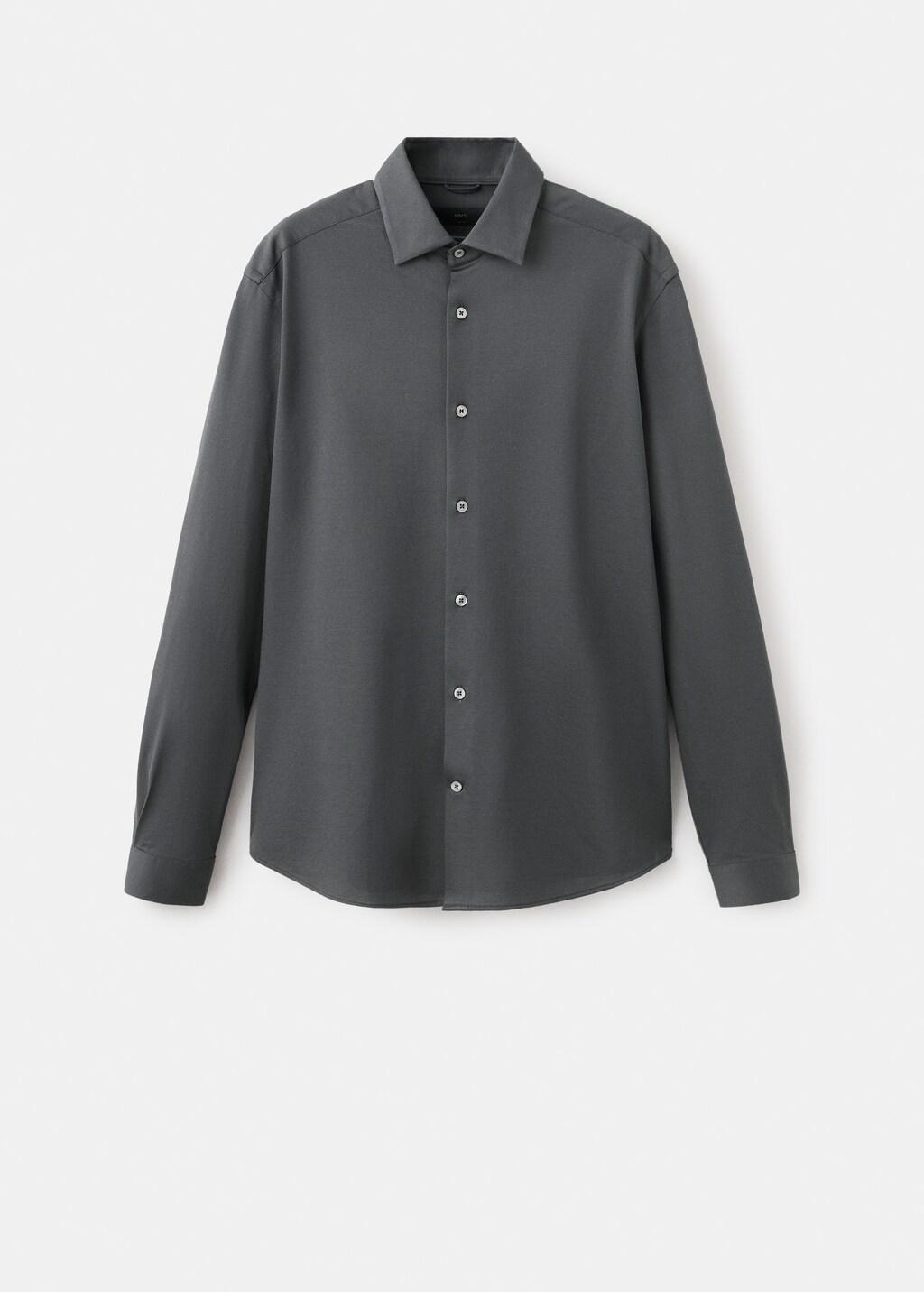 Grey Comfort Stretch Non-Iron Shirt, Charcoal, large image number 7