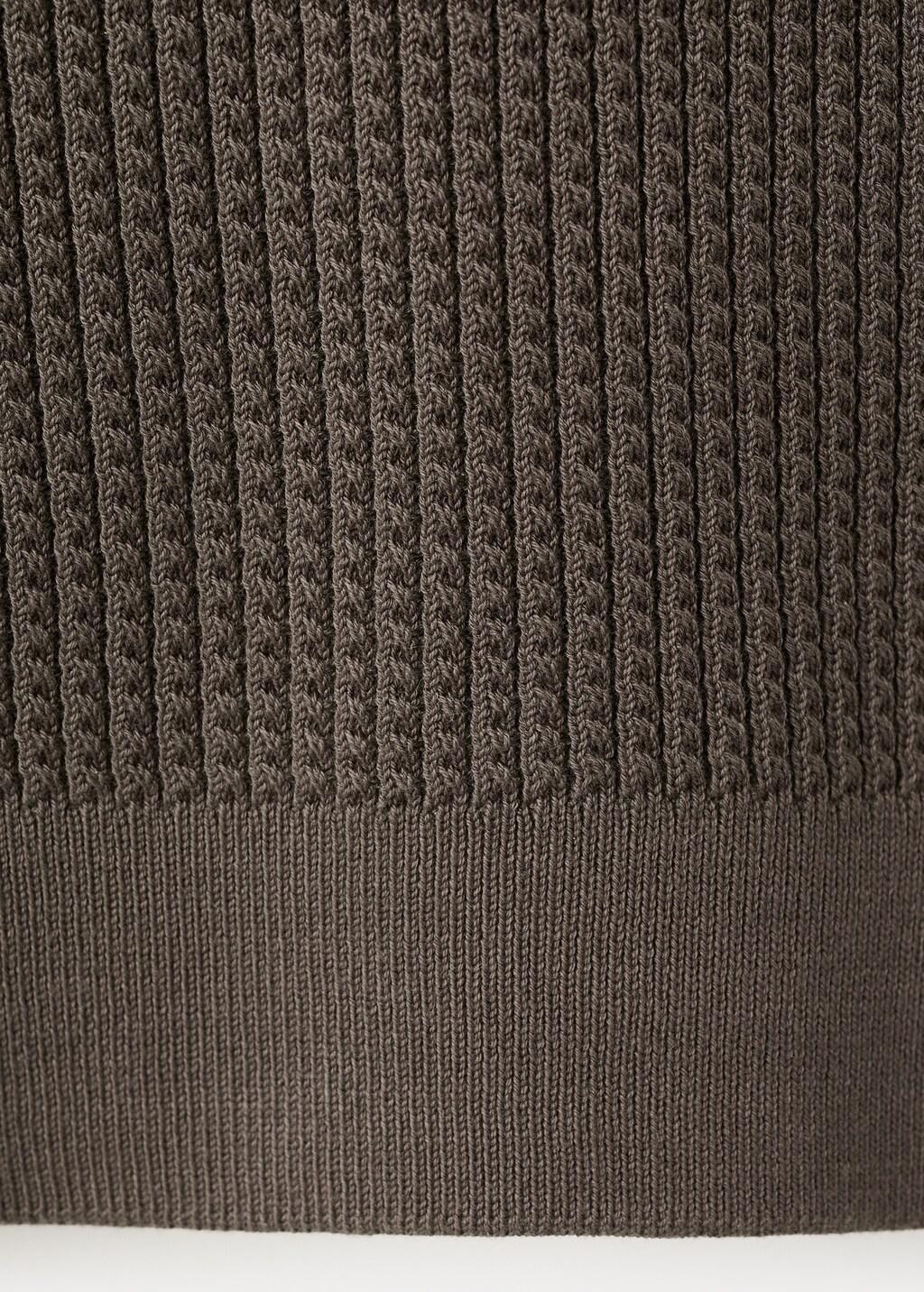 Brown Fine-Knit Herringbone Polo Shirt, Dark Brown, large image number 5