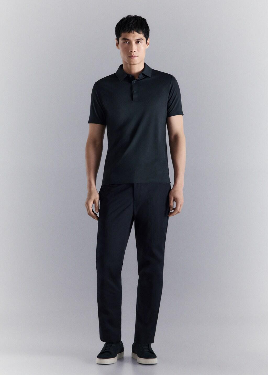 NAVY Comfort stretch buttoned polo, Navy, large image number 0