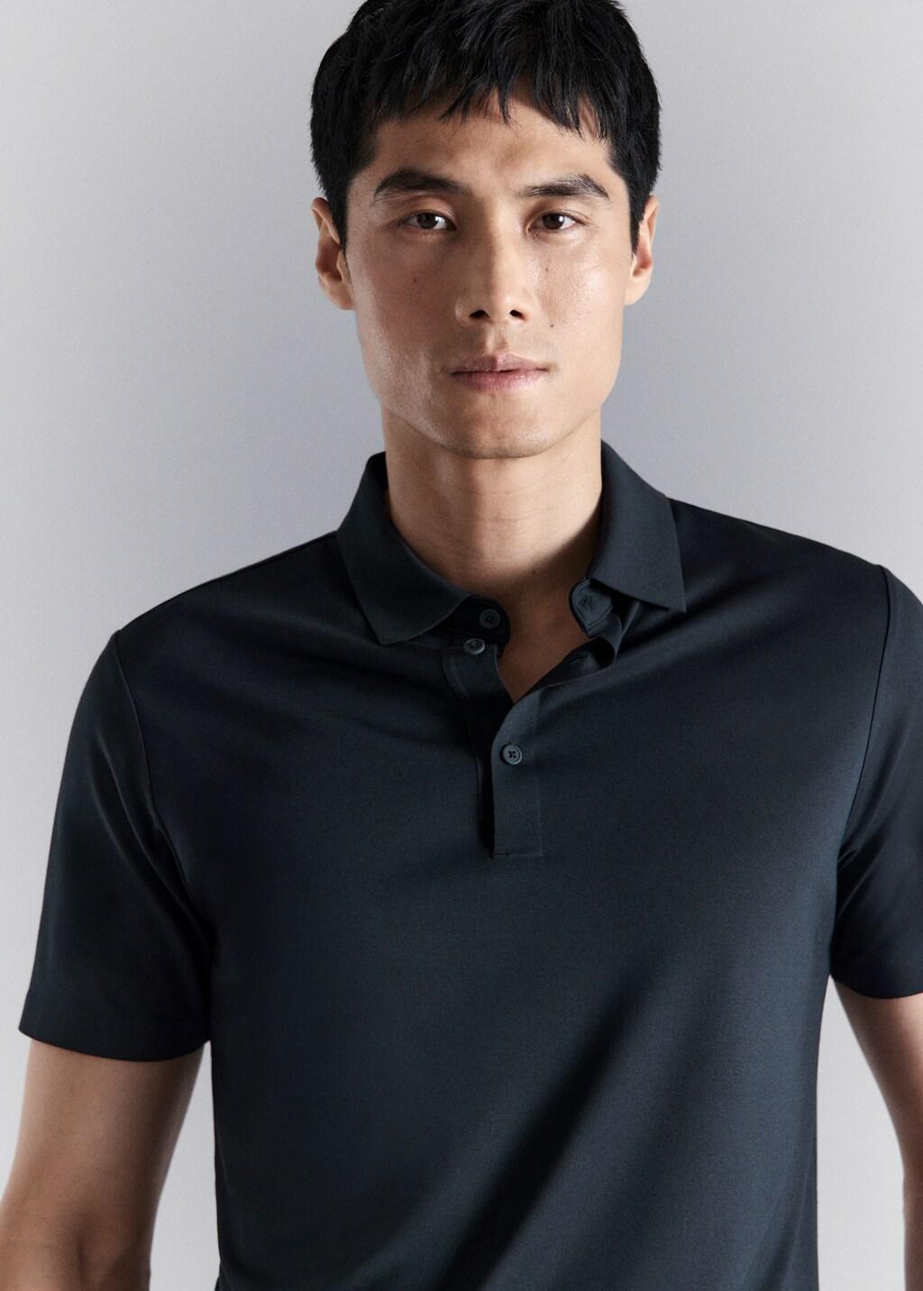 NAVY Comfort stretch buttoned polo, Navy, large image number 4