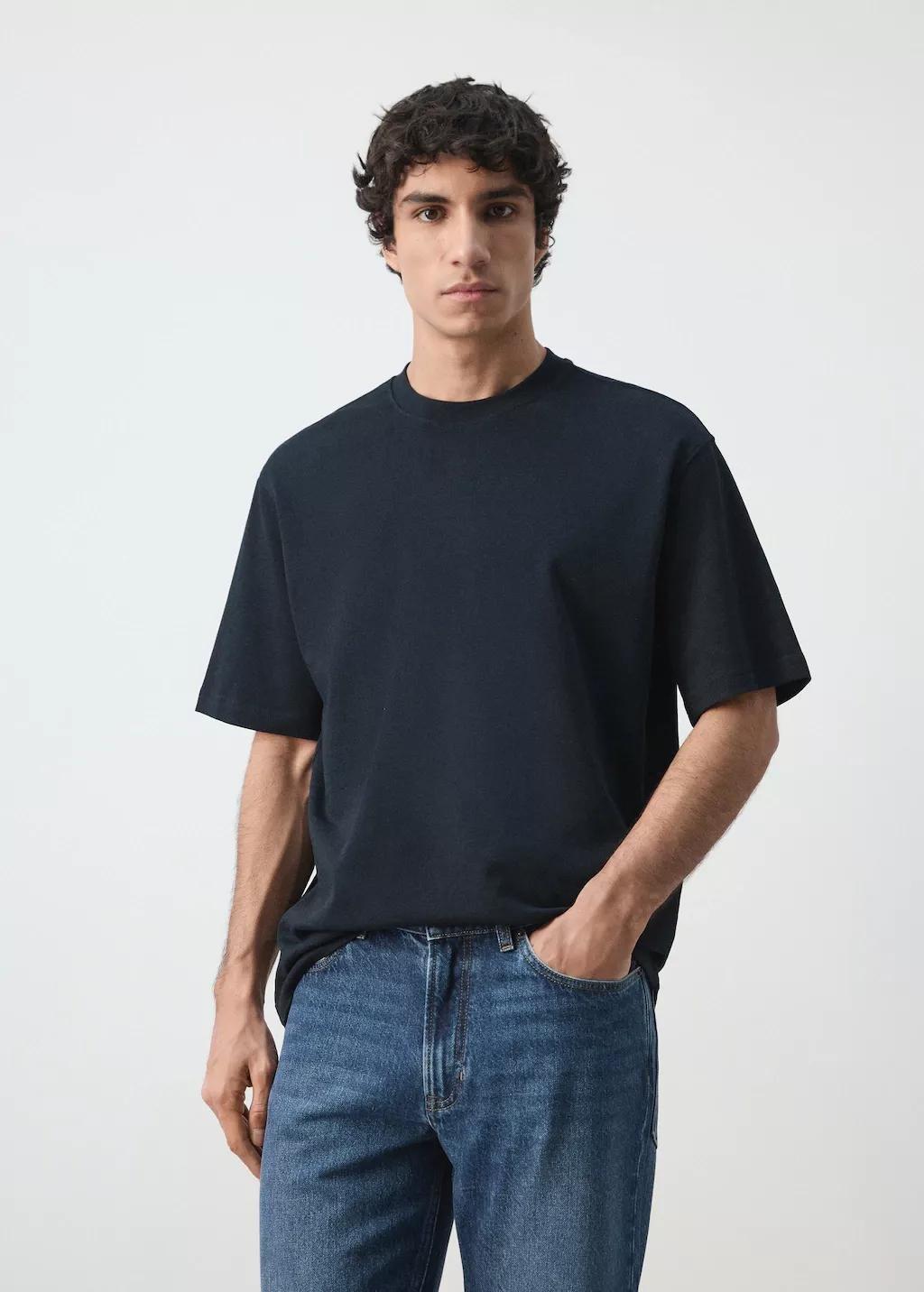 Navy Heavy Weight Relaxed Fit T-Shirt, Navy, large image number 3