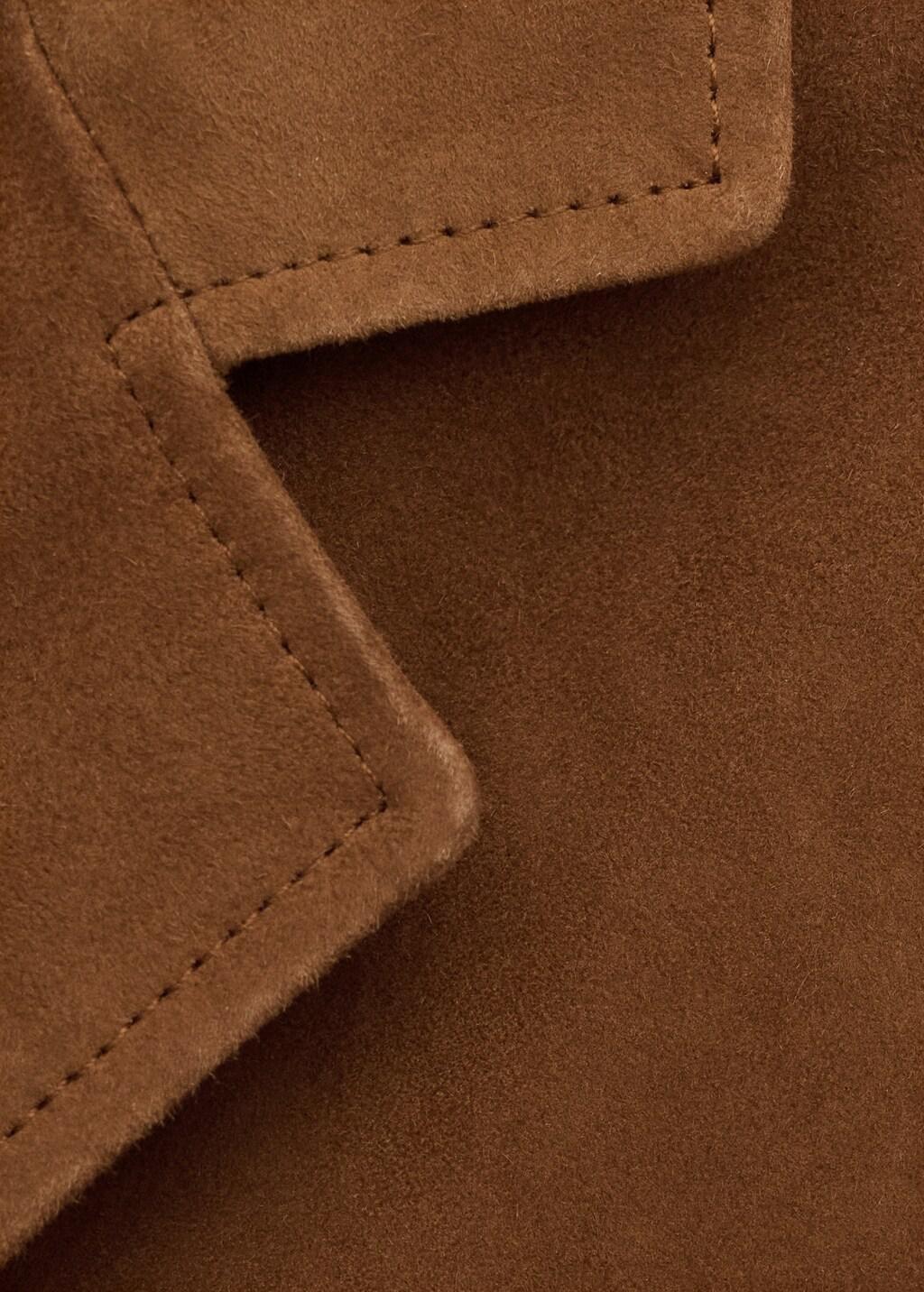 Brown Straight Blazer With Front Stitching, Medium Brown, large image number 1