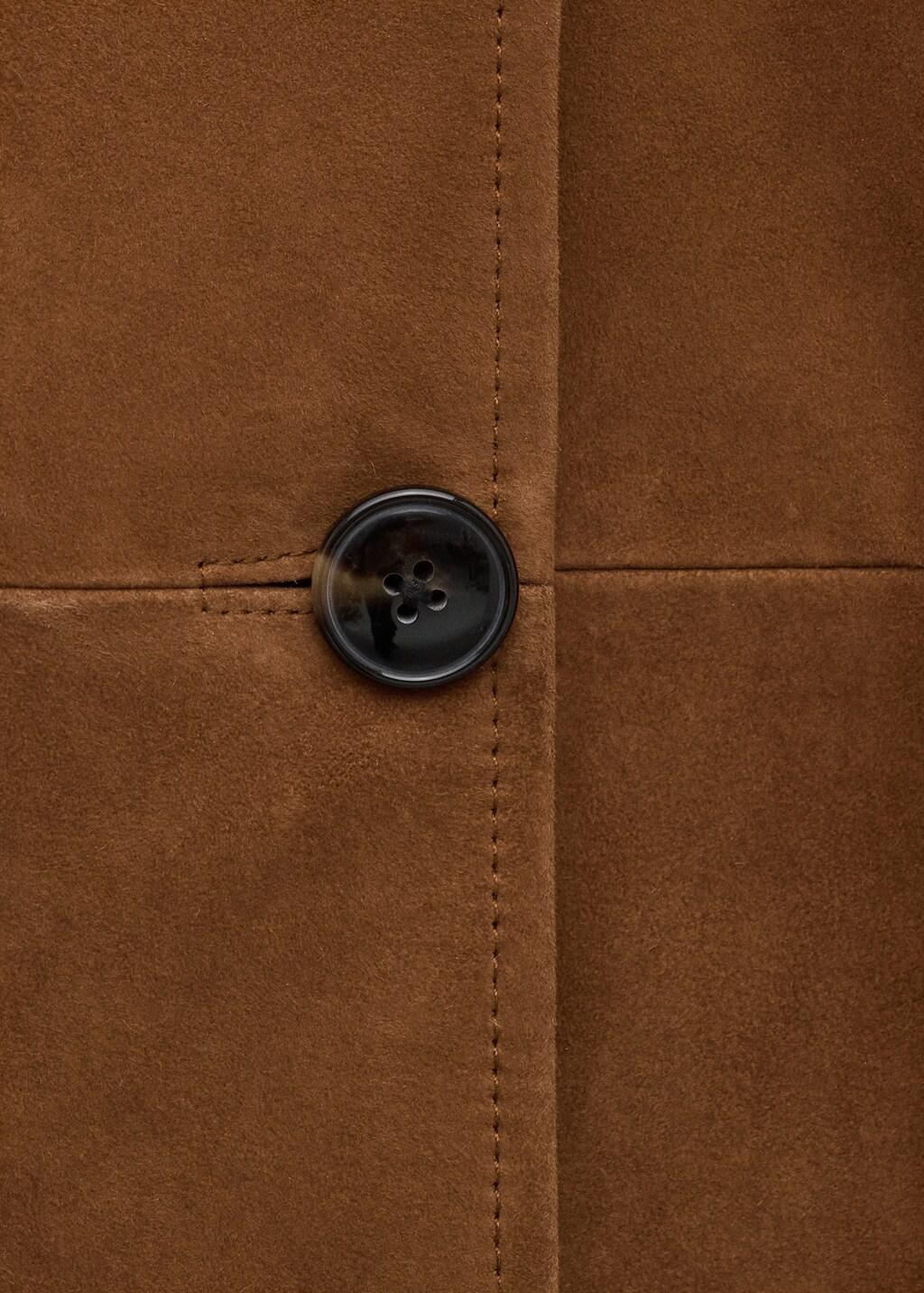 Brown Straight Blazer With Front Stitching, Medium Brown, large image number 4