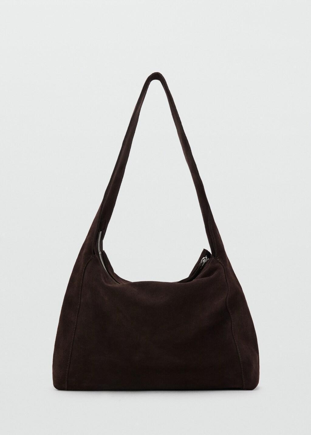 Brown Suede Shopper Bag, Dark Brown, large image number 4