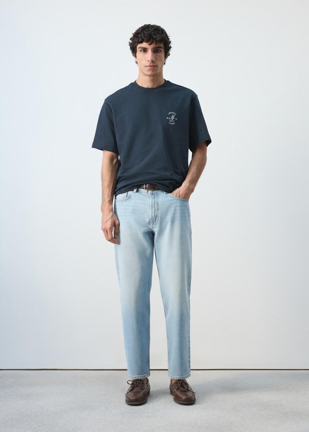 Navy Heavyweight Graphic Embroidered T-Shirt, Navy, large image number 0